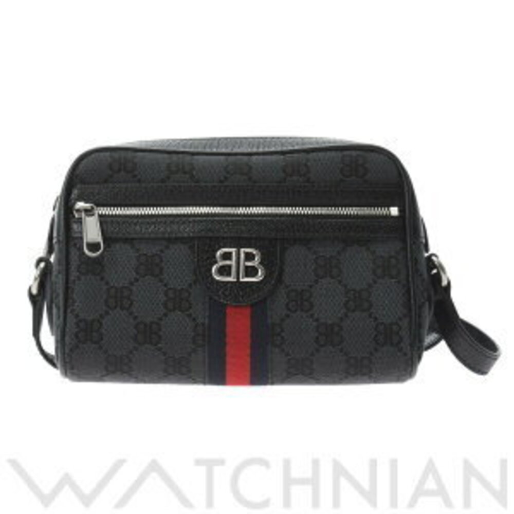 Balenciaga Gucci Shoulder Bag The Hacker Project Black Canvas Leather